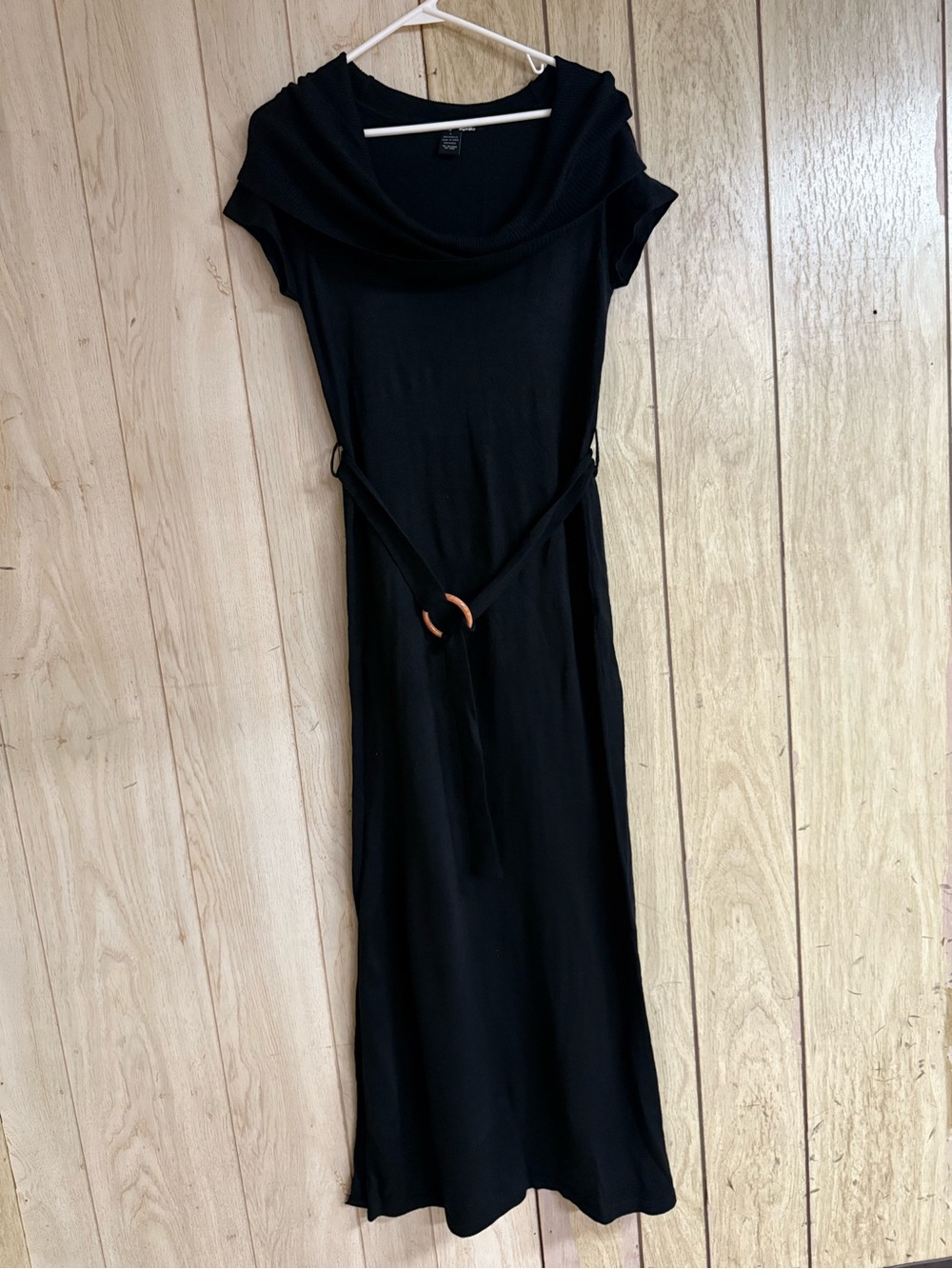 Planet Gold Black Cowl-Neck Maxi Dress with Ring Belt